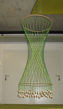 Model of Hyperboloid of revolution made of wood and strings